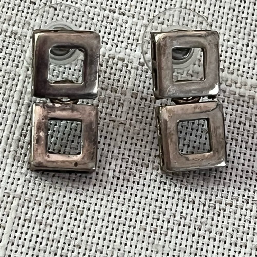 Elegant Silver Square Earrings